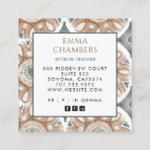 Boho Interieur Designer Aardse Gedempte Kleur Abst Vierkante Visitekaartje (Achterkant)