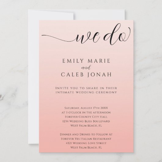 Boho Intieme bruiloft Micro Ceremony Courthouse Kaart (Voorkant)