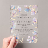 Boho Iris Wedding Acryl Uitnodigingen (Insitu (Draagbaar))