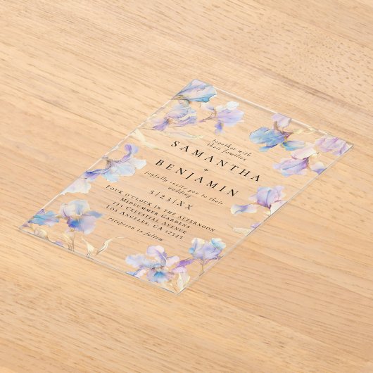 Boho Iris Wedding Acryl Uitnodigingen (Laagn)