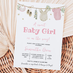 Boho It's a Girl Babykleren Baby Shower Kaart