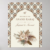 Boho ivoor Anand Karaj Sikh bruiloft welkomstbord Poster (Voorkant)