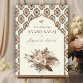 Boho ivoor Anand Karaj Sikh bruiloft welkomstbord Poster