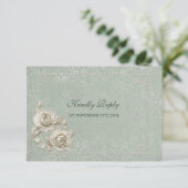 Boho ivoor boog bruiloft met QR-code RSVP kaart (Staand voorkant)