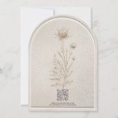 Boho Ivoor Pampas Boog Bruiloft met QR Code RSVP Kaart (Achterkant)