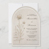 Boho Ivoor Pampas Boog Bruiloft met QR Code RSVP Kaart (Voorkant)