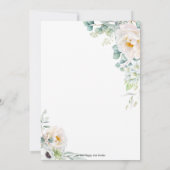 Boho Ivoor Pioen Rozen Bloemen Groen Bruiloft Kaart (Achterkant)