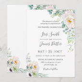 Boho Ivoor Pioen Rozen Bloemen Groen Bruiloft Kaart (Voorkant / Achterkant)