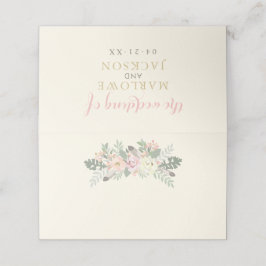 Boho Ivoor Roze Goud Bloemige Monogram Bruiloft Plaatskaartje