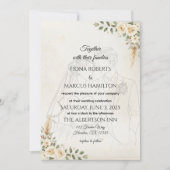 Boho Ivoor Rozen & Pampas Grass Wedding Save The Date (Voorkant)