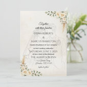Boho Ivoor Rozen & Pampas Grass Wedding Save The Date (Staand voorkant)