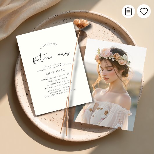 Boho ivoor script bruiloft bruidsuitnodiging foto kaart
