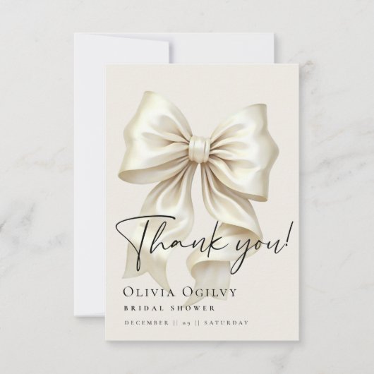 Boho ivoorkleurige roomkleurige boog bruidsfeest b bedankkaart (Voorkant)