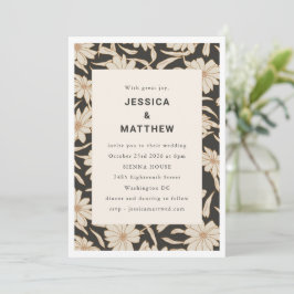 Boho ivoorwit en zwarte bloemrijke moderne unieke kaart
