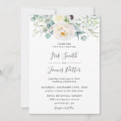 Boho Ivory Anemone Peony Floral Greenery Wedding Kaart (Voorkant)