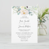 Boho Ivory Anemone Peony Floral Greenery Wedding Kaart (Staand voorkant)