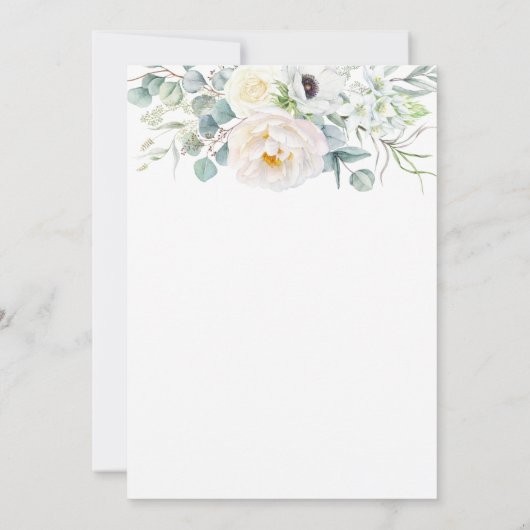 Boho Ivory Anemone Peony Floral Greenery Wedding Kaart (Achterkant)