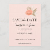 Boho Ivory Blush Gold Bloemen Bewaar de data Aankondigingskaart (Voorkant)