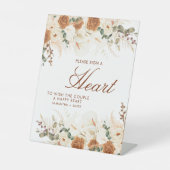 Boho Ivory Calla Lilies Heart Guestbook Sign Reclamebord Met Voetstuk (Voorkant)