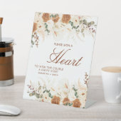 Boho Ivory Calla Lilies Heart Guestbook Sign Reclamebord Met Voetstuk (Insitu)