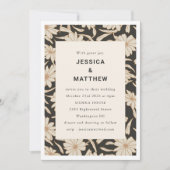 Boho Ivory en Black Floral Modern Unique Wedding Kaart (Voorkant)