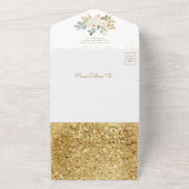 Boho Ivory Floral Gold Crescent Moon Baby shower All In One Uitnodiging (Buitenkant)