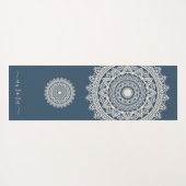 Boho Ivory Mandala op Blue Custom Name Yogamat (Achterkant (horizontaal))