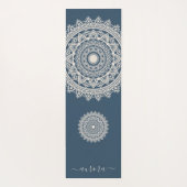 Boho Ivory Mandala op Blue Custom Name Yogamat (Achterkant)