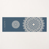 Boho Ivory Mandala op Blue Custom Name Yogamat (Voorkant (horizontaal))