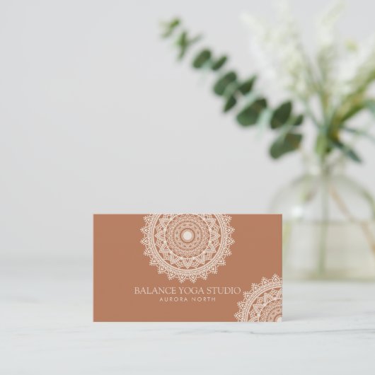 Boho Ivory Mandala Yoga Visitekaartje (Staand voorkant)