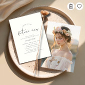 Boho Ivory Script Wedding Bridal Shower Photo Kaart
