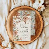 Boho Ivory Wildflower Floral Baby shower Kaart