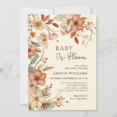 Boho Ivory Wildflower Floral Baby shower Kaart (Voorkant)