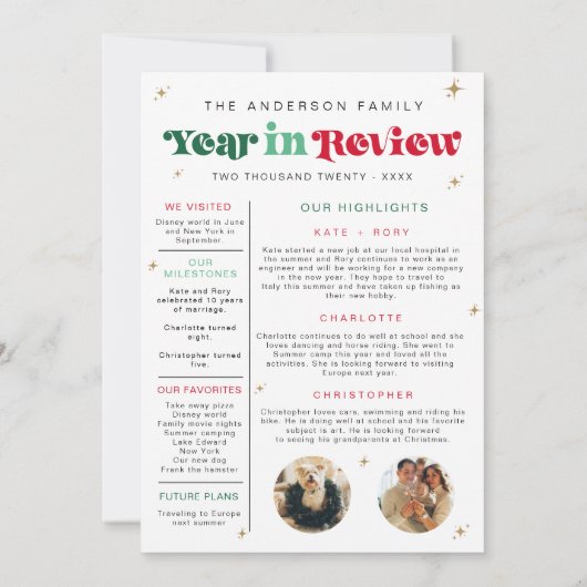 Boho Jaar In Review Kaart Familie Foto Collage Arc (Achterkant)