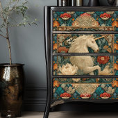 Boho jade en gouden eenhoorn bloemenart nouveau tissuepapier