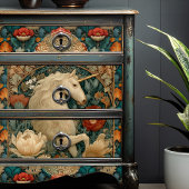 Boho jade en gouden eenhoorn bloemenart nouveau tissuepapier