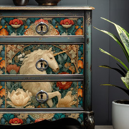 Boho jade en gouden eenhoorn bloemenart nouveau tissuepapier