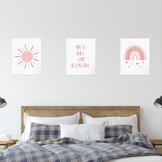 Boho je bent mijn zonneschijn zon regenboog muurkunst sets (Slaapkamer)