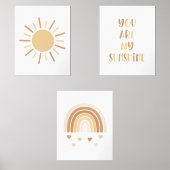 Boho je bent mijn zonneschijn zon regenboog muurkunst sets (Voorkant)