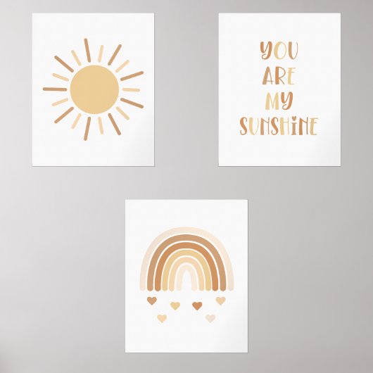 Boho je bent mijn zonneschijn zon regenboog muurkunst sets (Voorkant)