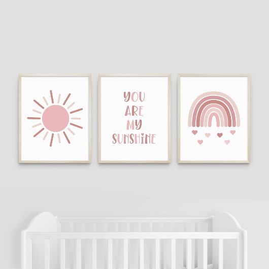 Boho je bent mijn zonneschijn zon regenboog muurkunst sets