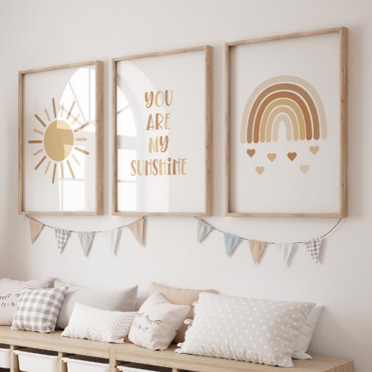 Boho je bent mijn zonneschijn zon regenboog muurkunst sets