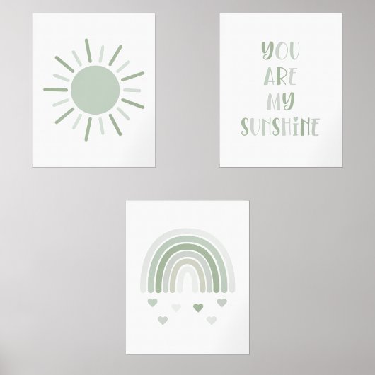 Boho je bent mijn zonneschijn zon regenboog muurkunst sets (Voorkant)