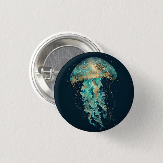 Boho Jellyfish | diepzee Ronde Button 3,2 Cm (Voorkant /achterkant)
