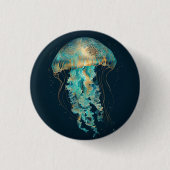 Boho Jellyfish | diepzee Ronde Button 3,2 Cm (Voorkant)