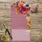  Boho Jewel & Roze Floral Geen diner All In One Uitnodiging