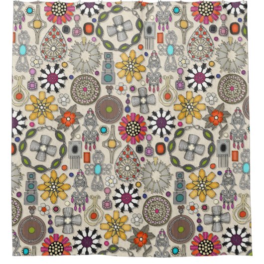 Boho Jewel Schatten Linnen Douchegordijn (Voorkant)