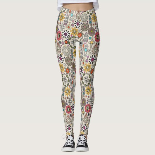 Boho Jewel Schatten Linnen Leggings (Voorkant)