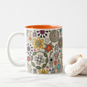 Boho Jewel Schatten Linnen Tweekleurige Koffiemok