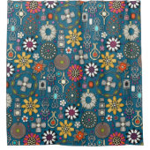 Boho Jewel Treasures Pauw blauw Douchegordijn (Voorkant)